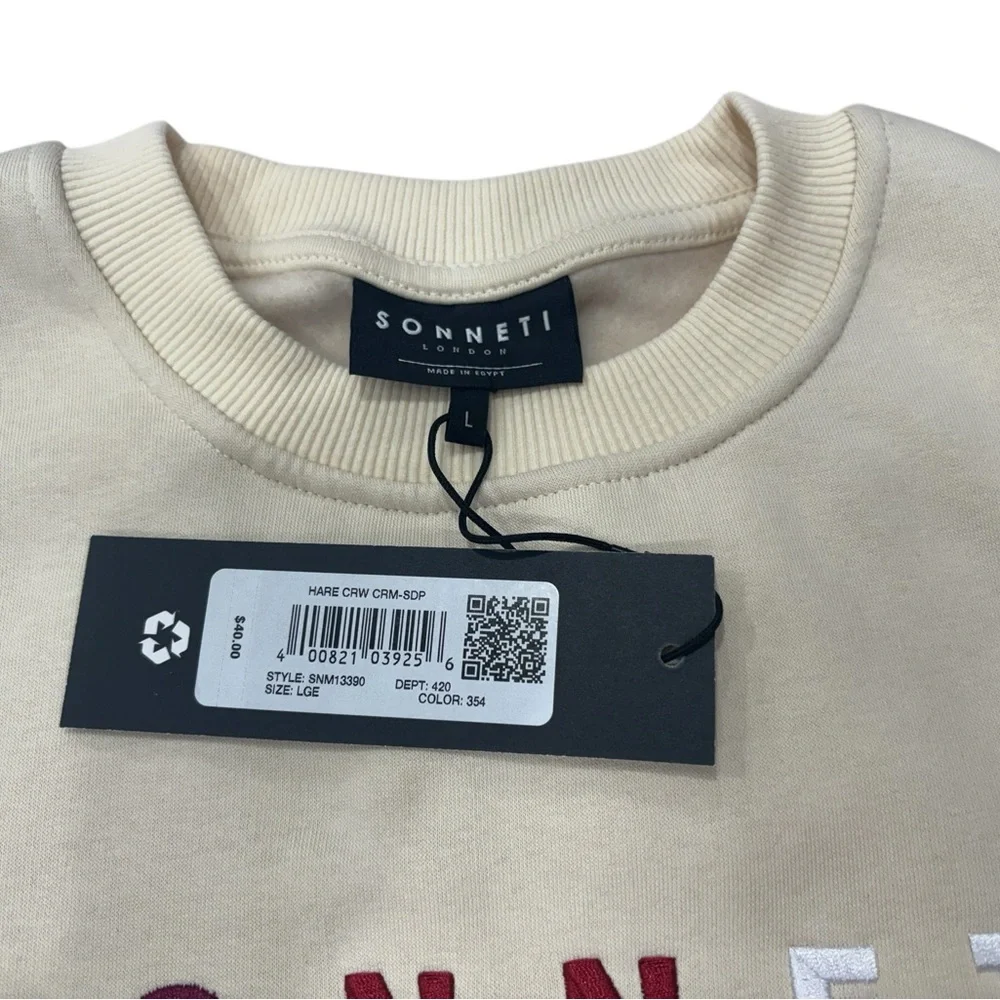 NWT Sonneti London Men's Cream Crewneck Sweatshirt